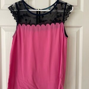 $5! 2 for $10🌹Pim + Larkin Pink and Lace Blouse Sz S